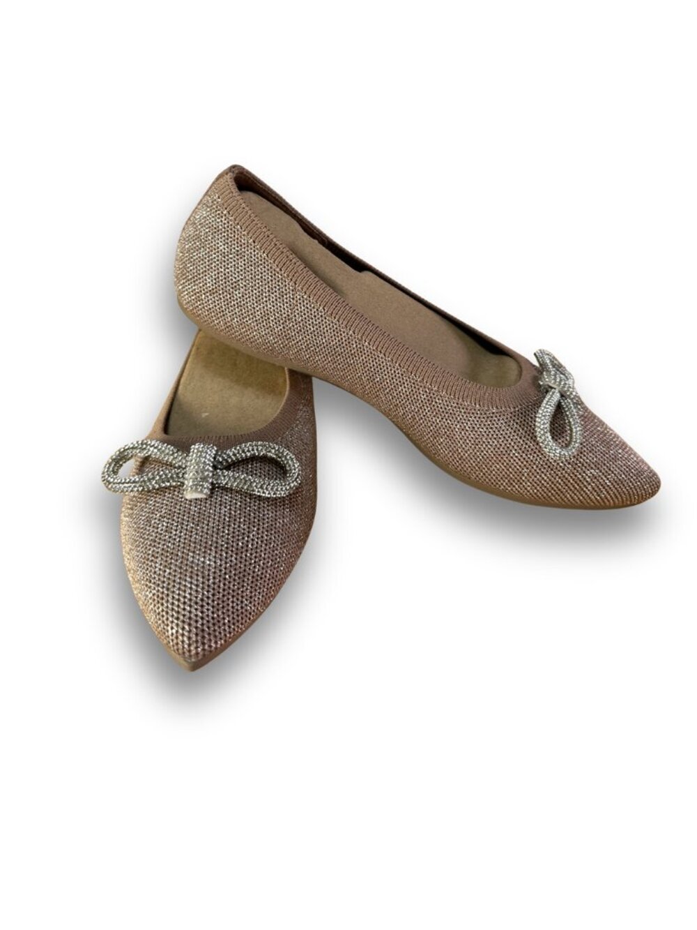 Skechers Cleo Point Glitzy Haze Metallic Mocha Bow Ballet Flats NWT 6.5